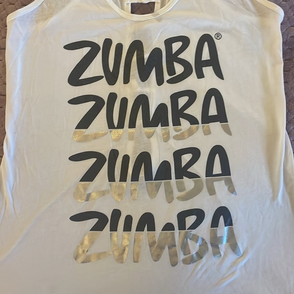 Zumba:  white tank with grey and silver - Picture 2 of 5